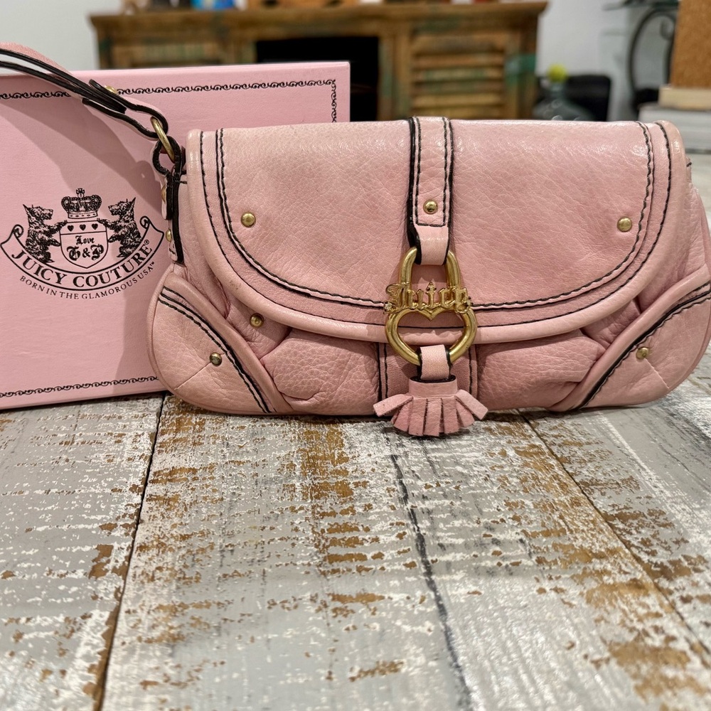 Juicy Couture Y2K Genuine Leather Y2K Wristlet / Wallet / Clutch